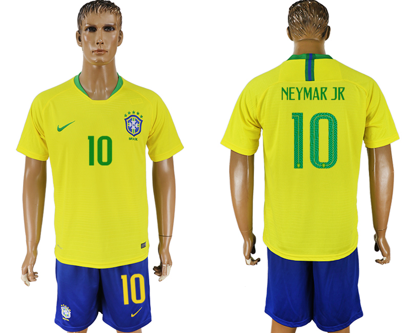 Brazil 10 NEYMAR JR Home 2018 FIFA World Cup Soccer Jersey - Click Image to Close