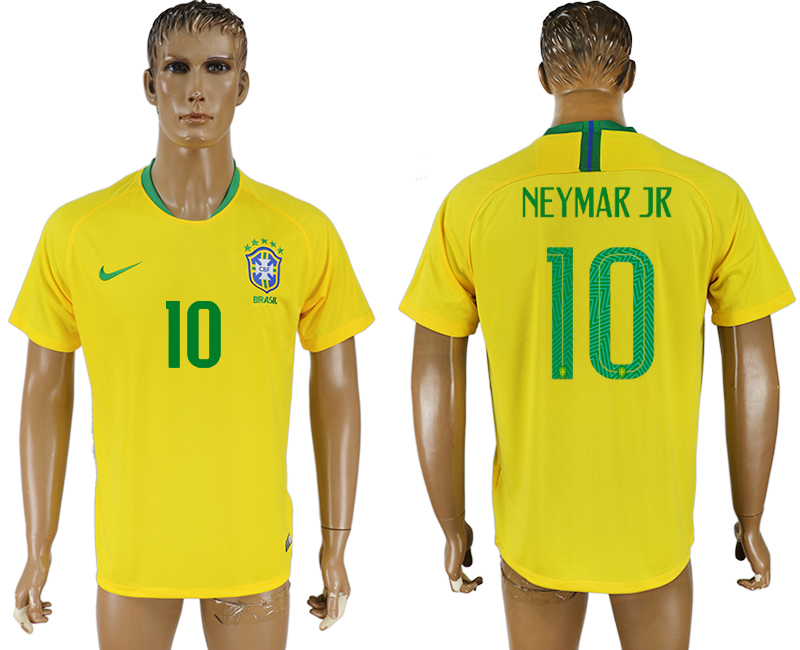 Brazil 10 NEYMAR JR Home 2018 FIFA World Cup Thailand Soccer Jersey - Click Image to Close
