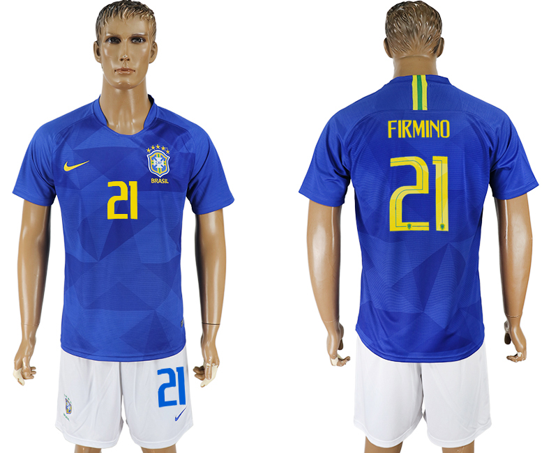 Brazil 21 FIRMINO Away 2018 FIFA World Cup Soccer Jersey - Click Image to Close