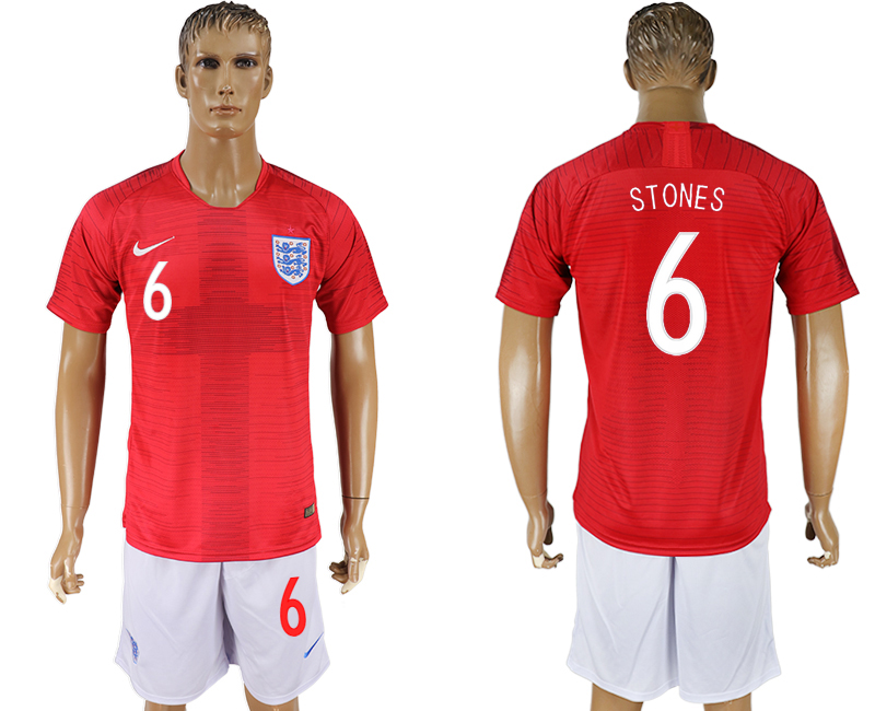 England 6 STONES Away 2018 FIFA World Cup Soccer Jersey - Click Image to Close