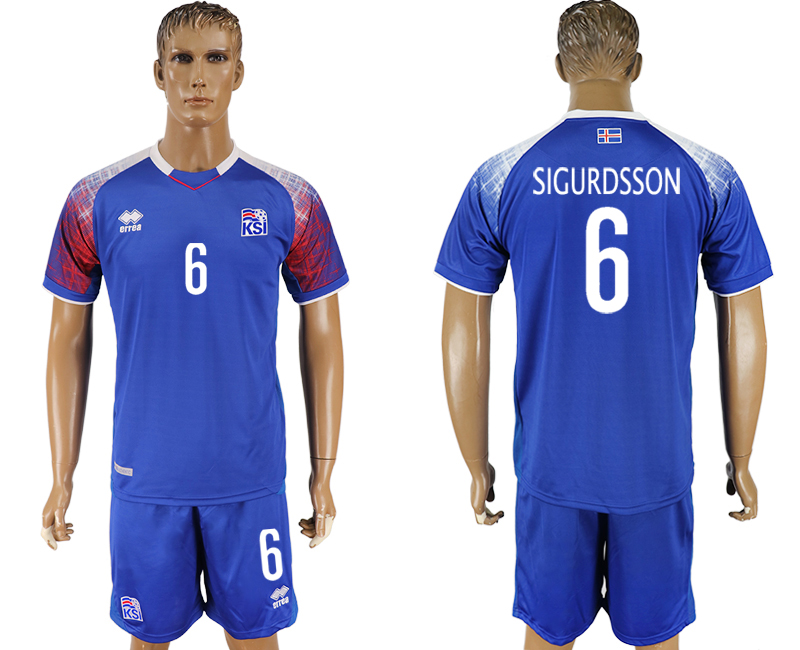 Iceland 6 SIGURDSSON Home 2018 FIFA World Cup Soccer Jersey