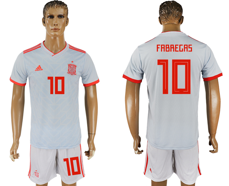 Spain 10 FABREGAS Away 2018 FIFA World Cup Soccer Jersey - Click Image to Close