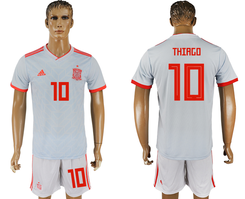 Spain 10 THIAGO Away 2018 FIFA World Cup Soccer Jersey - Click Image to Close