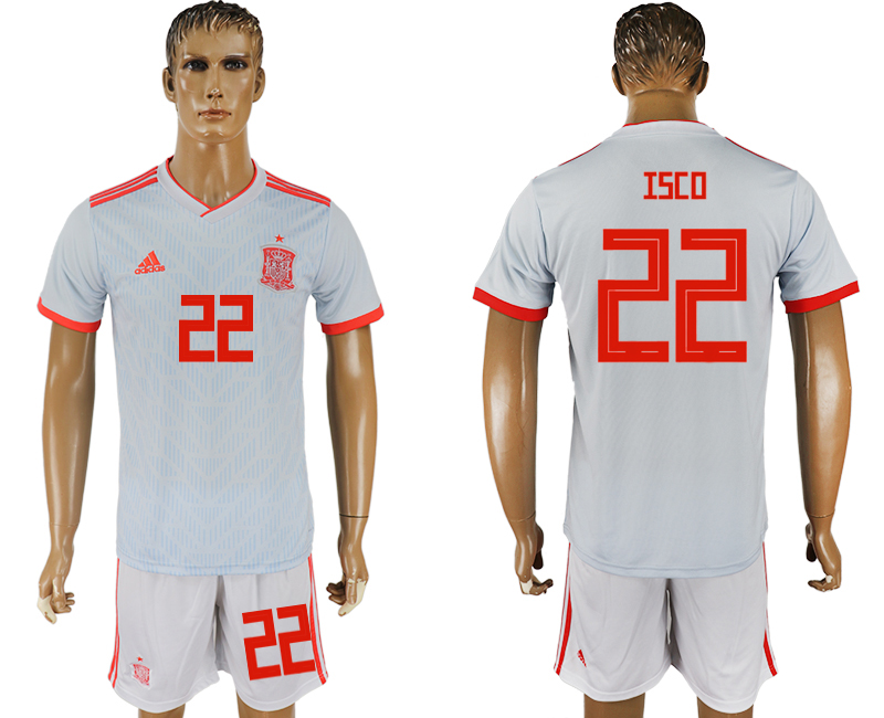 Spain 22 ISCO Away 2018 FIFA World Cup Soccer Jersey - Click Image to Close