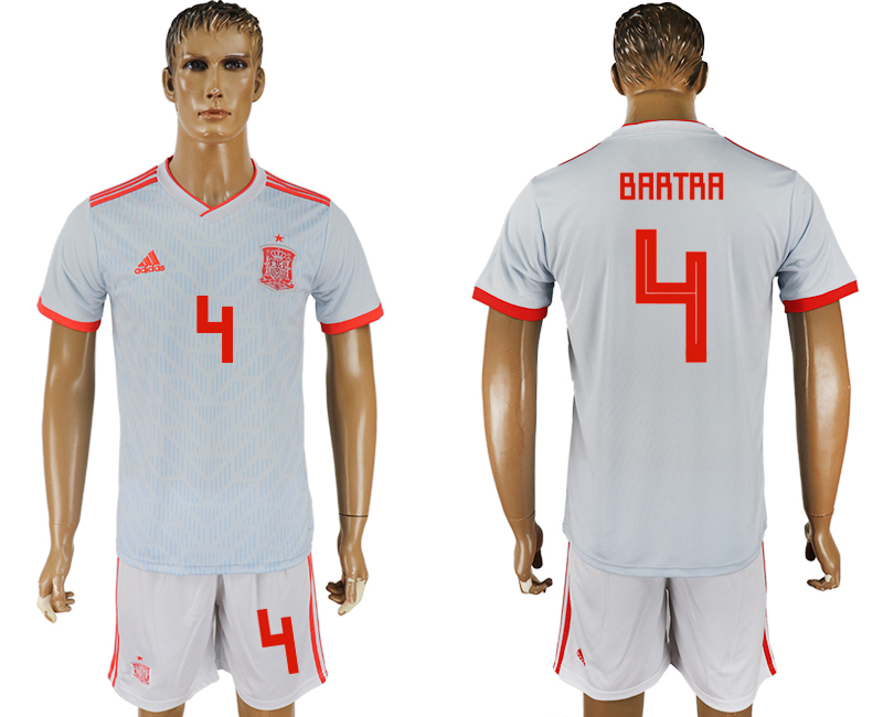 Spain 4 BARTRA Away 2018 FIFA World Cup Soccer Jersey