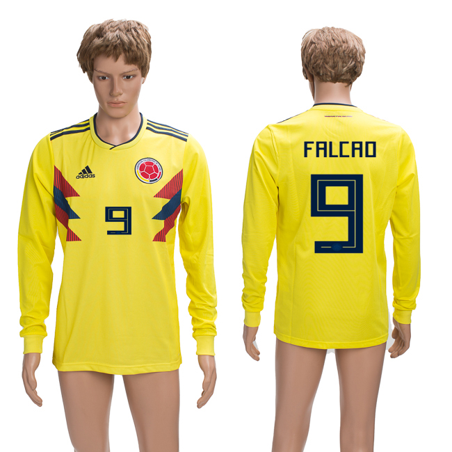 Columbia 9 FALCAO Home 2018 FIFA World Cup Long Sleeve Thailand Soccer Jersey - Click Image to Close