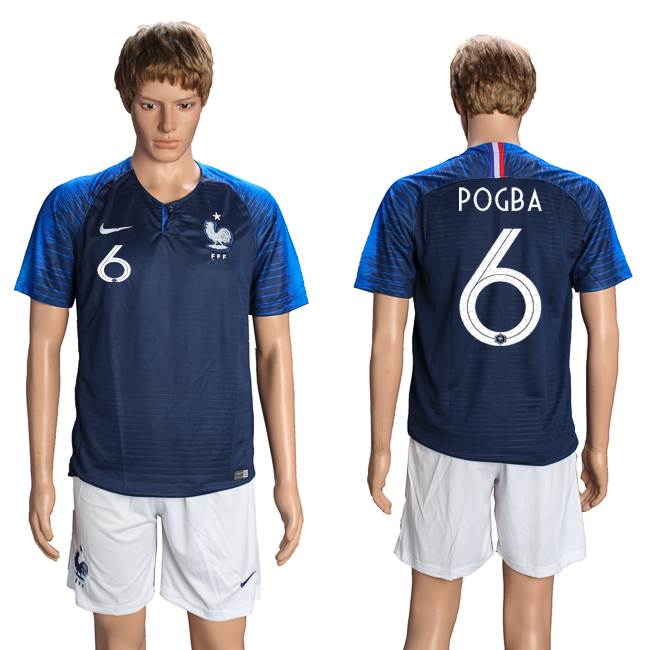 France 6 POGBA Home 2018 FIFA World Cup Soccer Jersey
