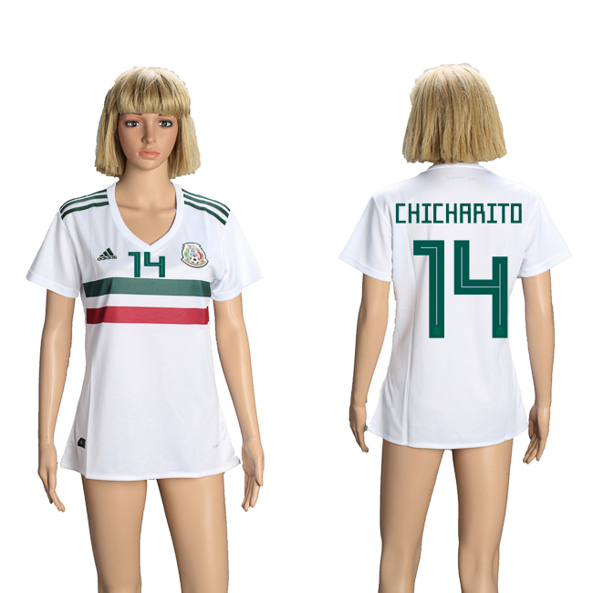Mexico 14 CHICHARITO Away Women 2018 FIFA World Cup Soccer Jersey