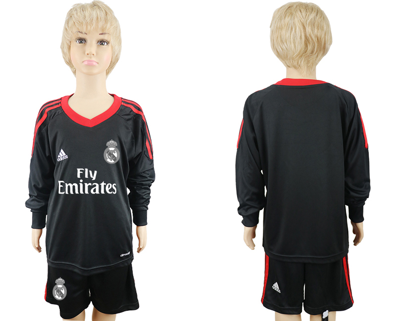 2017-18 Real Madrid Black Youth Goalkeeper Long Sleeve Soccer Jersey