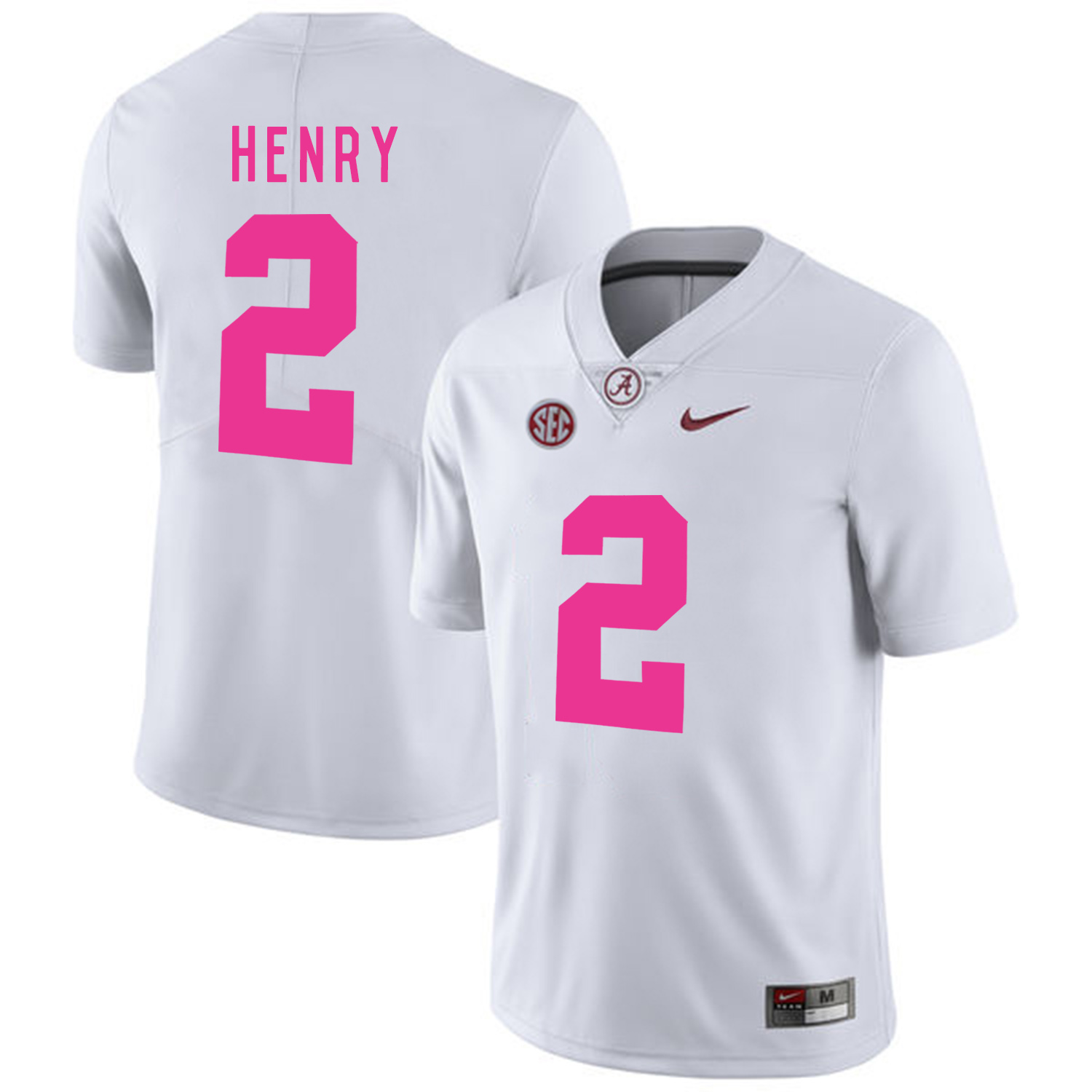 Alabama Crimson Tide 2 Derrick Henry White 2018 Breast Cancer Awareness College Football Jersey