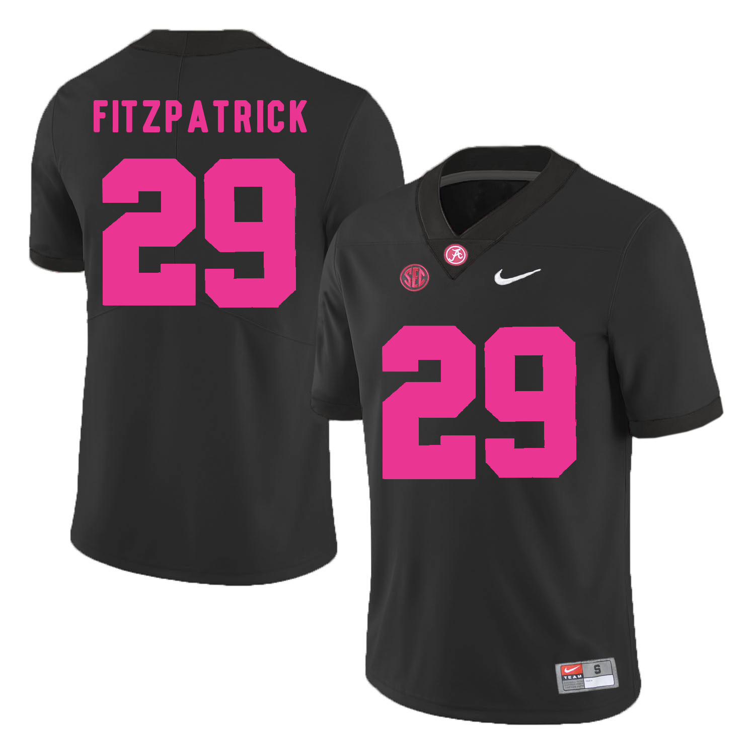 Alabama Crimson Tide 29 Minkah Fitzpatrick Black 2018 Breast Cancer Awareness College Football Jersey