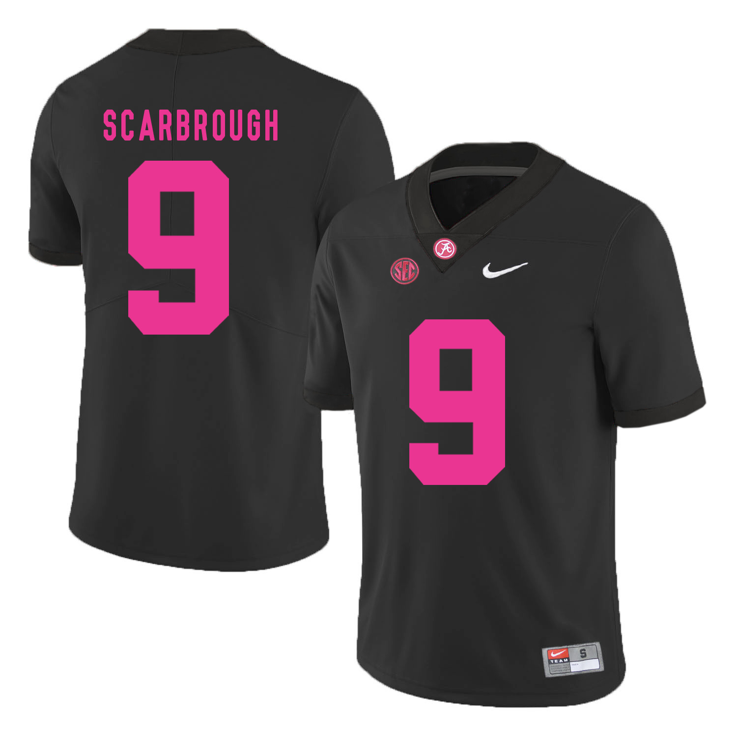 Alabama Crimson Tide 9 Bo Scarbrough Black 2018 Breast Cancer Awareness College Football Jersey - Click Image to Close