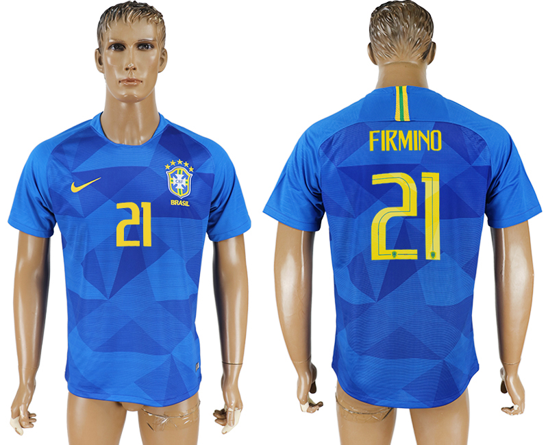 Brazil 21 FIRMINO Away 2018 FIFA World Cup Thailand Soccer Jersey - Click Image to Close
