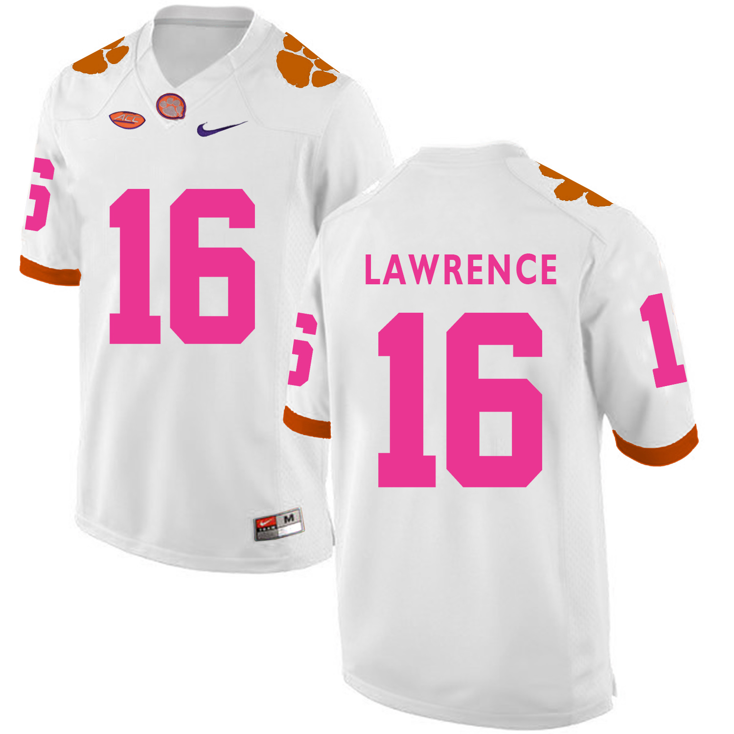 Clemson Tigers 16 Trevor Lawrence White 2018 Breast Cancer Awareness College Football Jersey