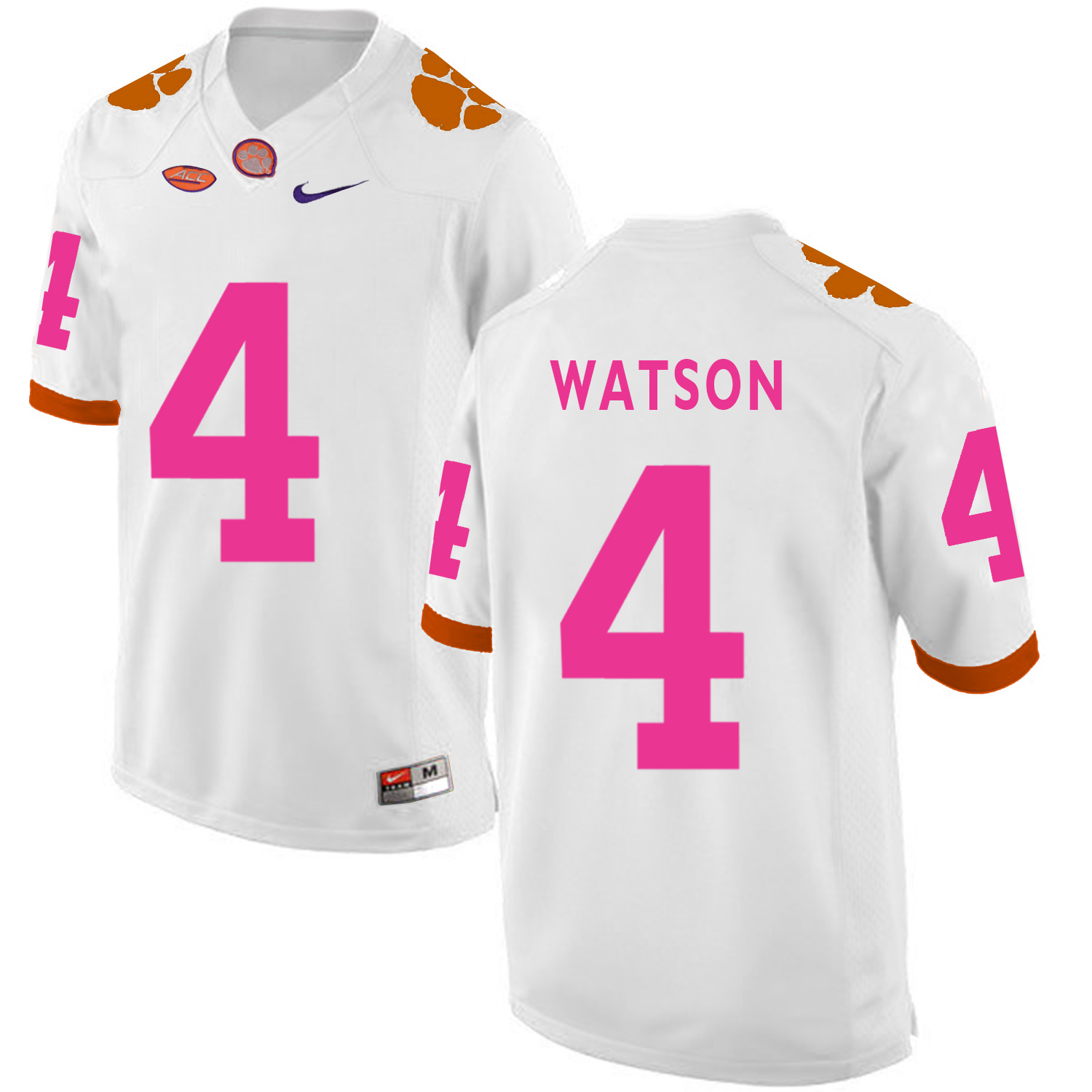 Clemson Tigers 4 Deshaun Watson White 2018 Breast Cancer Awareness College Football Jersey