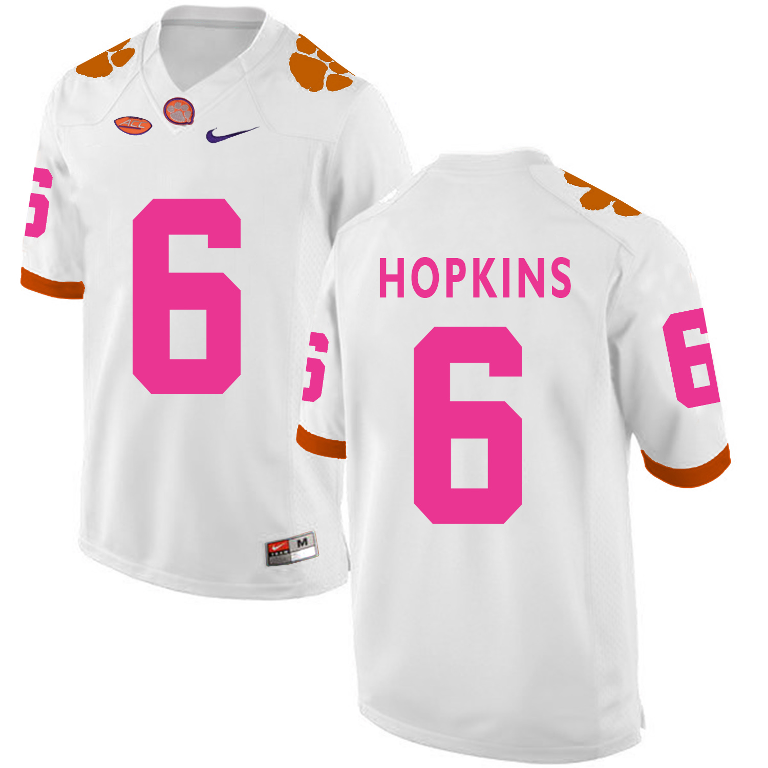Clemson Tigers 6 Tavien Feaster White 2018 Breast Cancer Awareness College Football Jersey - Click Image to Close