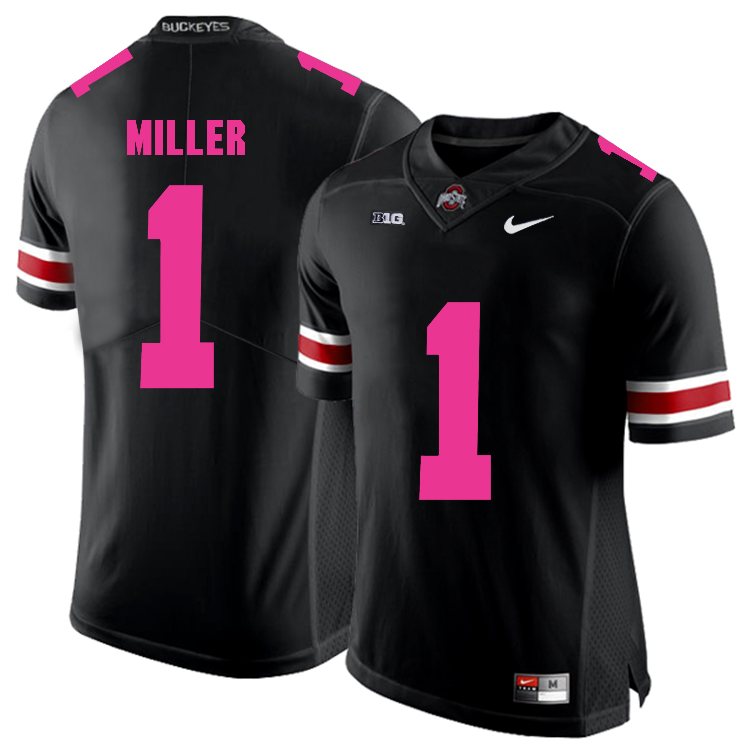 Ohio State Buckeyes 1 Braxton Miller Black 2018 Breast Cancer Awareness College Football Jersey