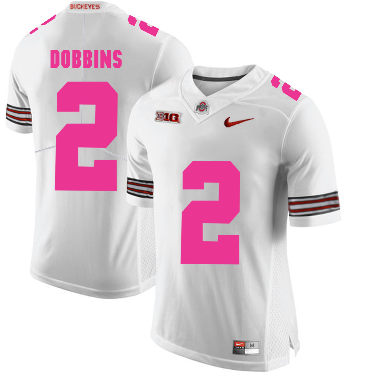 Ohio State Buckeyes 2 J.K. Dobbins White 2018 Breast Cancer Awareness College Football Jersey