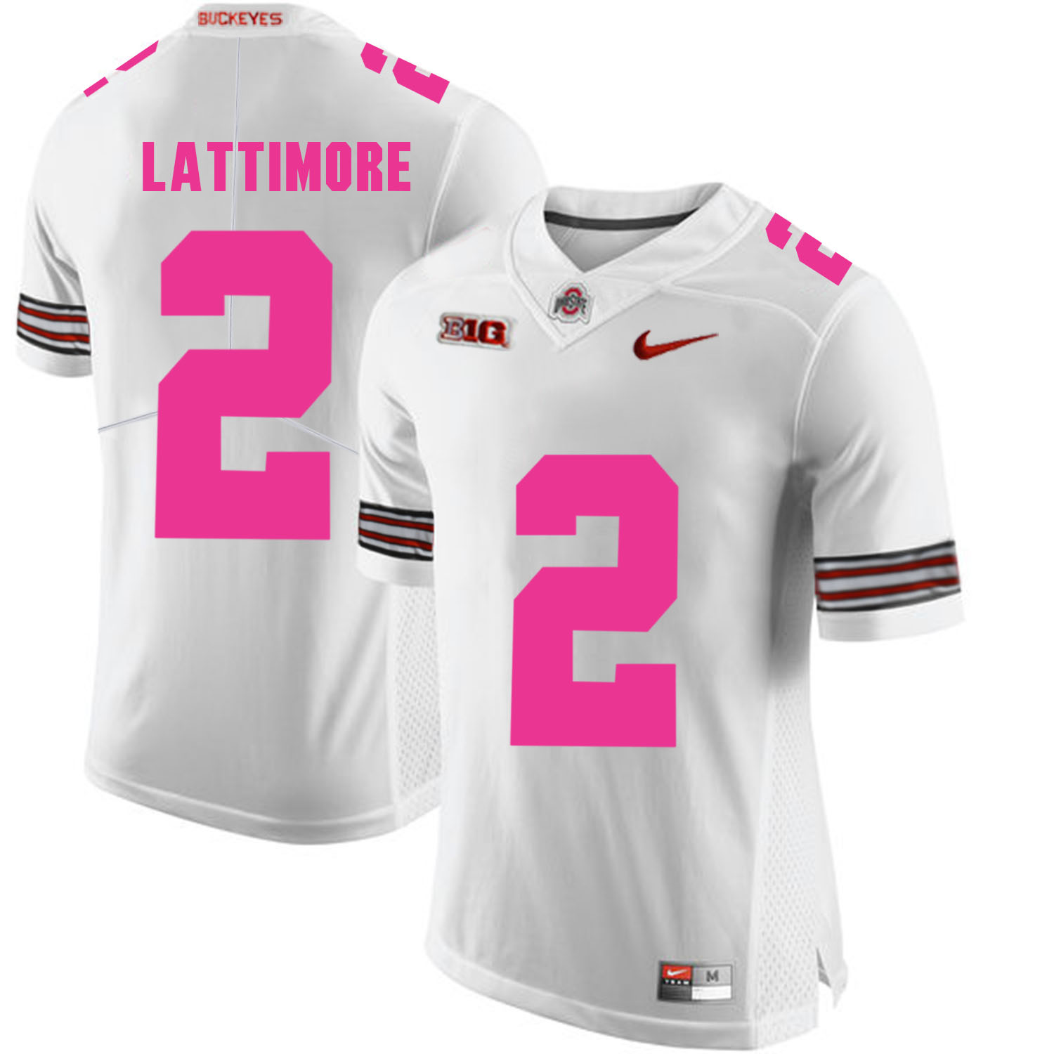 Ohio State Buckeyes 2 Overview Lattimore White 2018 Breast Cancer Awareness College Football Jersey