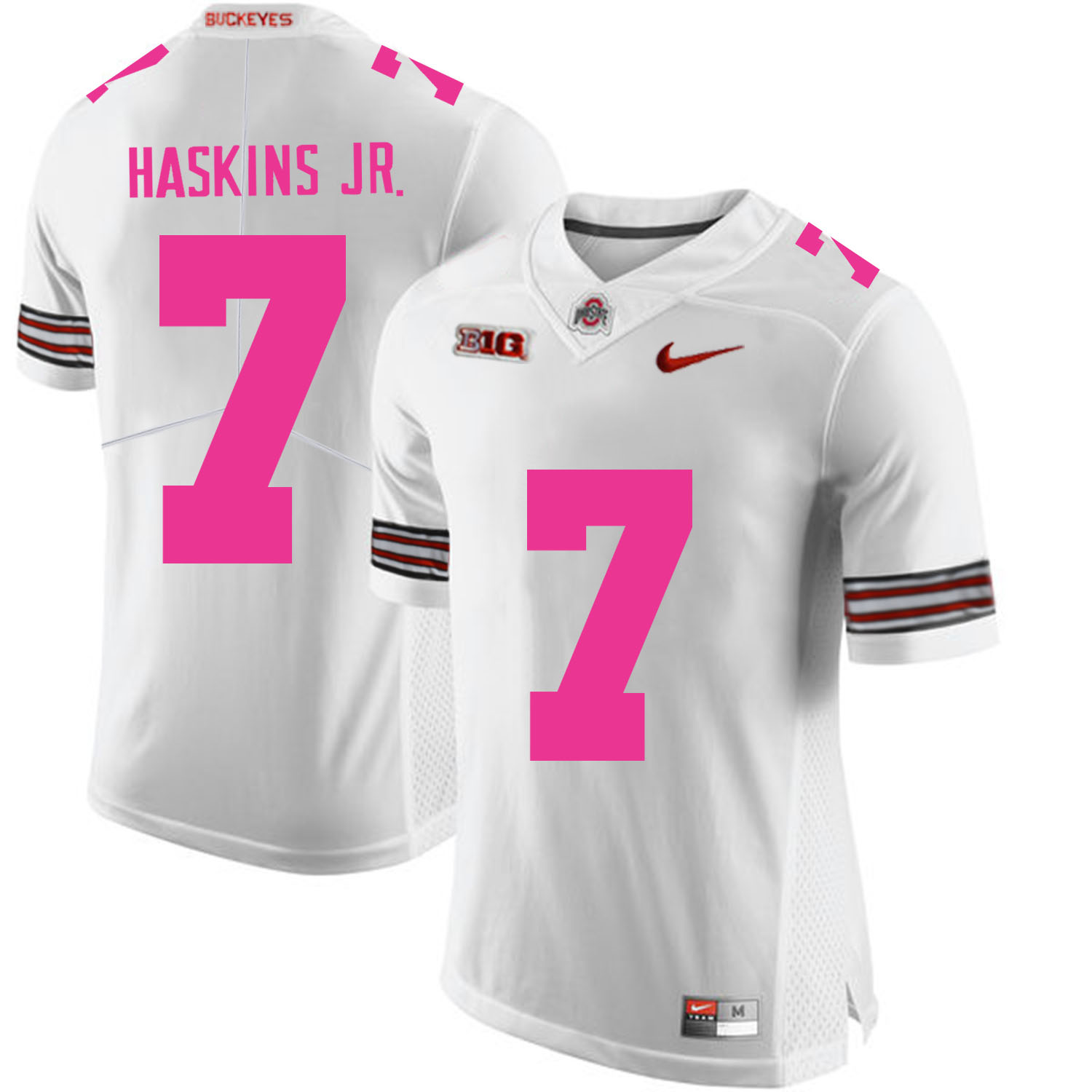 Ohio State Buckeyes 7 Dwayne Haskins White 2018 Breast Cancer Awareness College Football Jersey