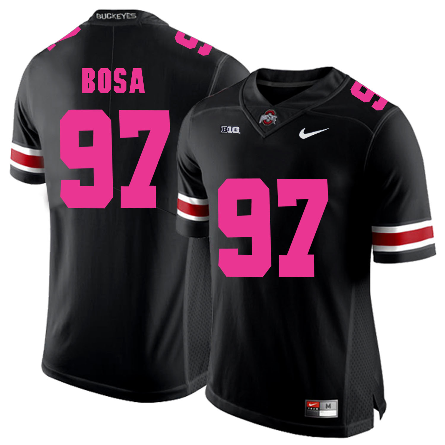Ohio State Buckeyes 97 Joey Bosa Black 2018 Breast Cancer Awareness College Football Jersey - Click Image to Close