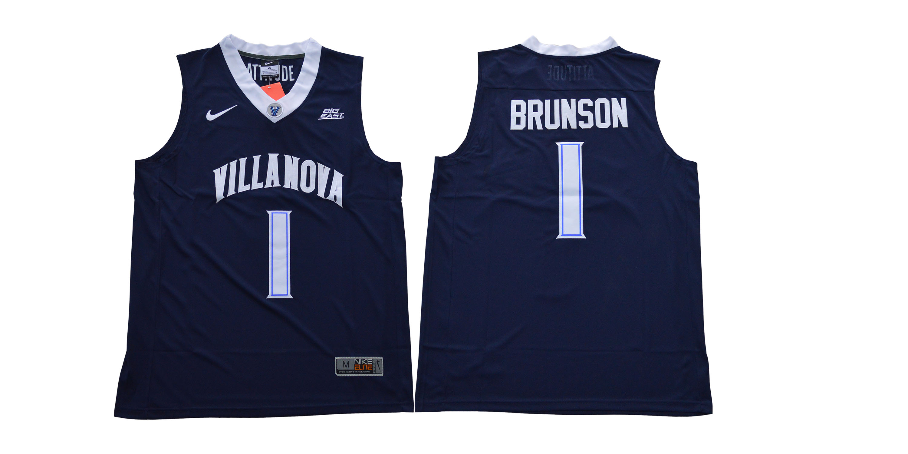 Villanova Wildcats 1 Jalen Brunson Navy College Basketball Jersey