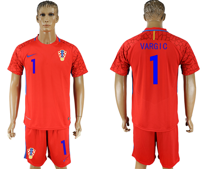 Croatia 1 VARGIC Red Goalkeeper 2018 FIFA World Cup Soccer Jersey