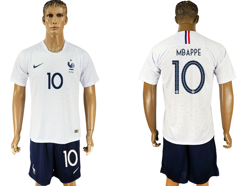 France 10 MBAPPE Away 2018 FIFA World Cup Soccer Jersey