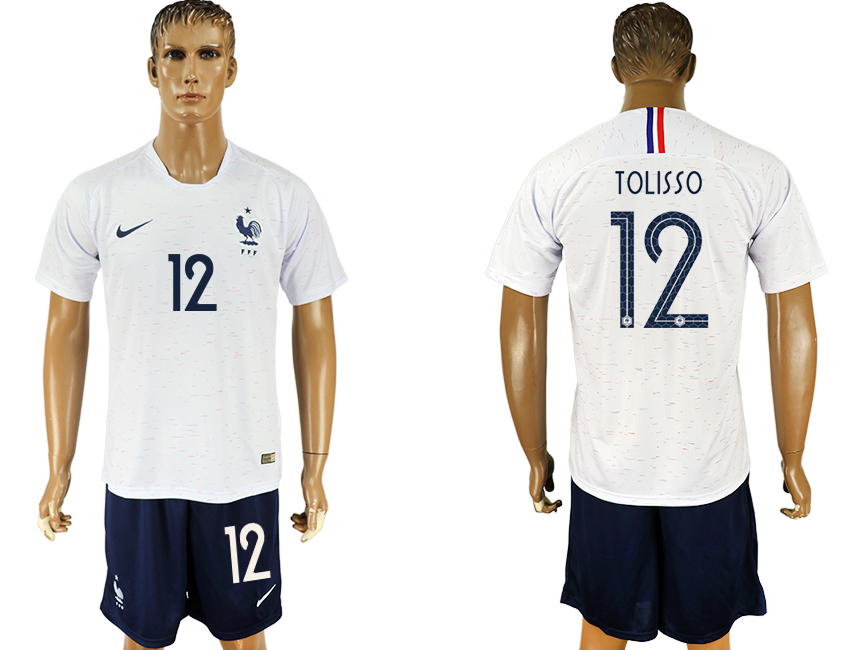 France 12 TOLISSO Away 2018 FIFA World Cup Soccer Jersey
