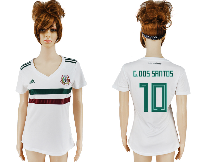 Mexico 10 G.DOS SANTOS Away Women 2018 FIFA World Cup Soccer Jersey - Click Image to Close