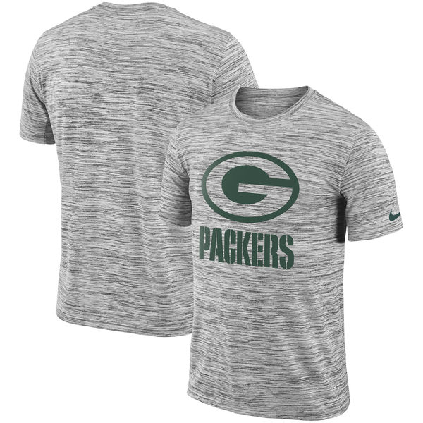 Nike Green Bay Packers Heathered Black Sideline Legend Velocity Travel Performance T Shirt - Click Image to Close