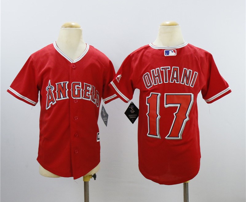 Angels 17 Shohei Ohtani Red Youth Cool Base Jersey