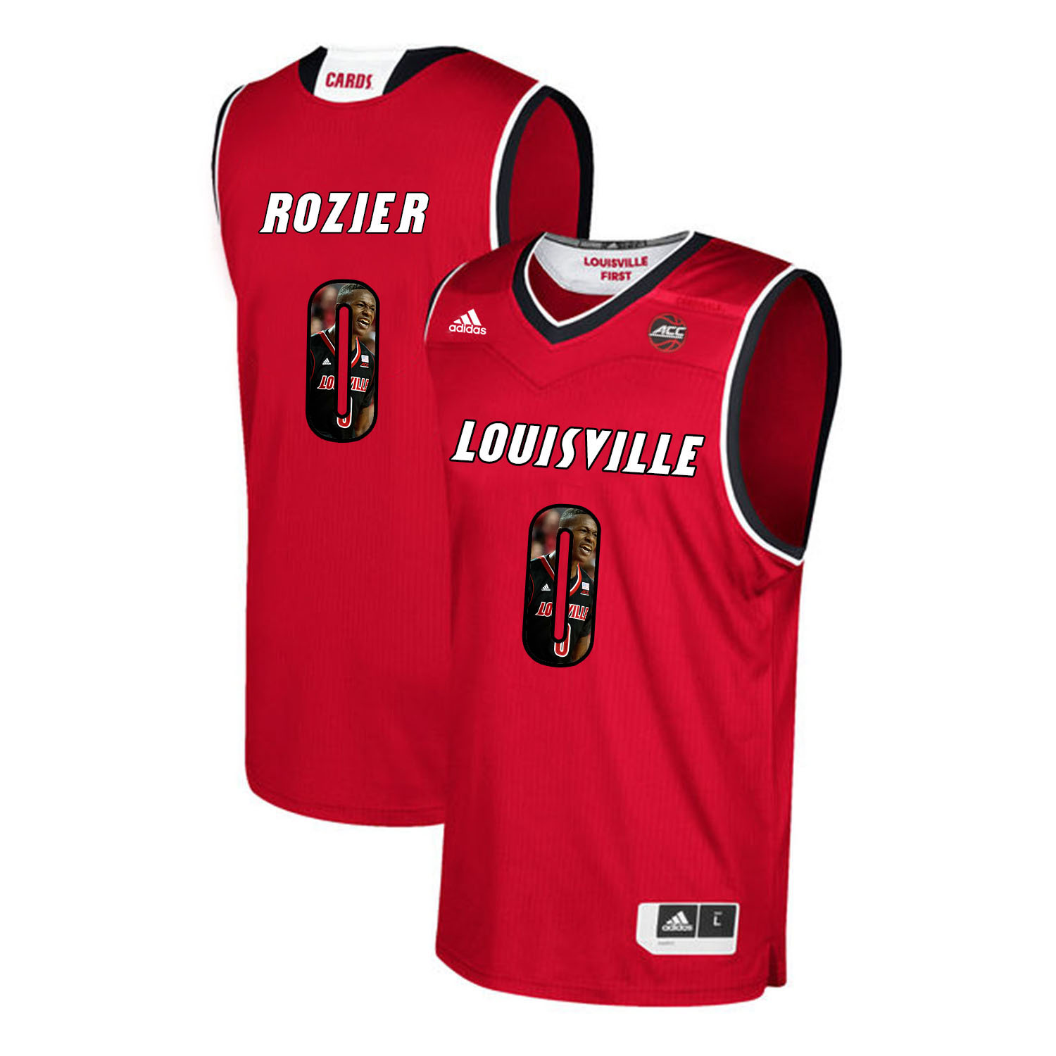 Louisville Cardinals 0 Terry Rozier Red With Portrait Print College Basketball Jersey