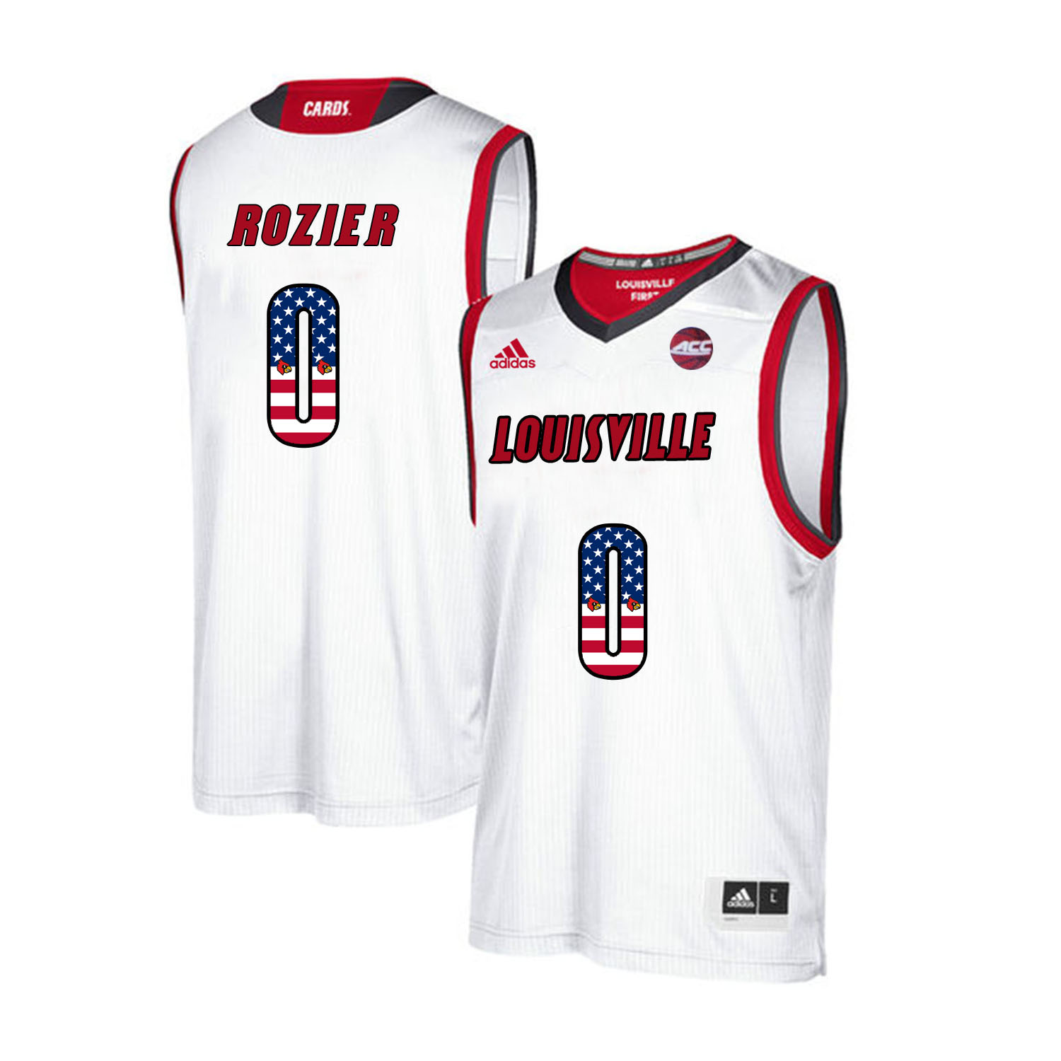 Louisville Cardinals 0 Terry Rozier White USA Flag College Basketball Jersey - Click Image to Close