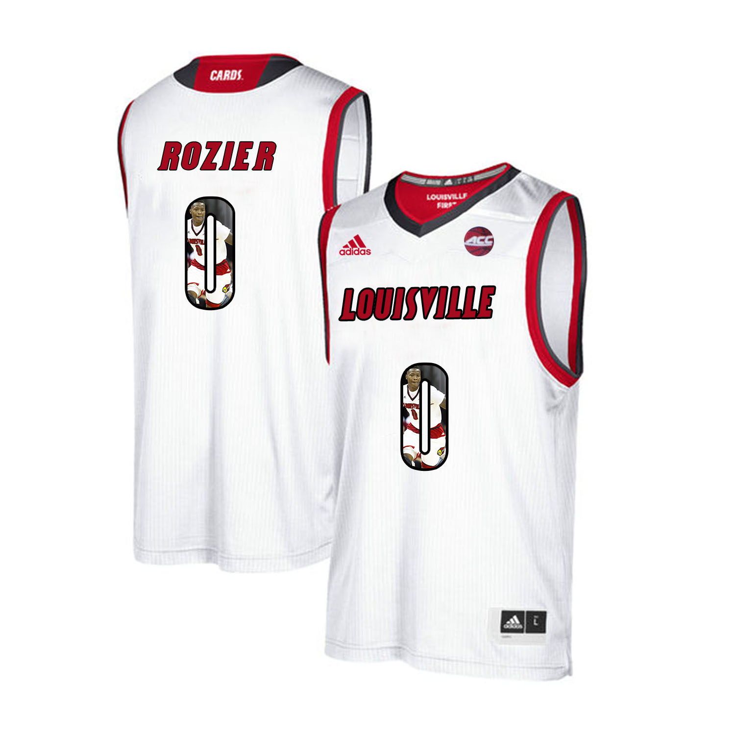 Louisville Cardinals 0 Terry Rozier White With Portrait Print College Basketball Jersey