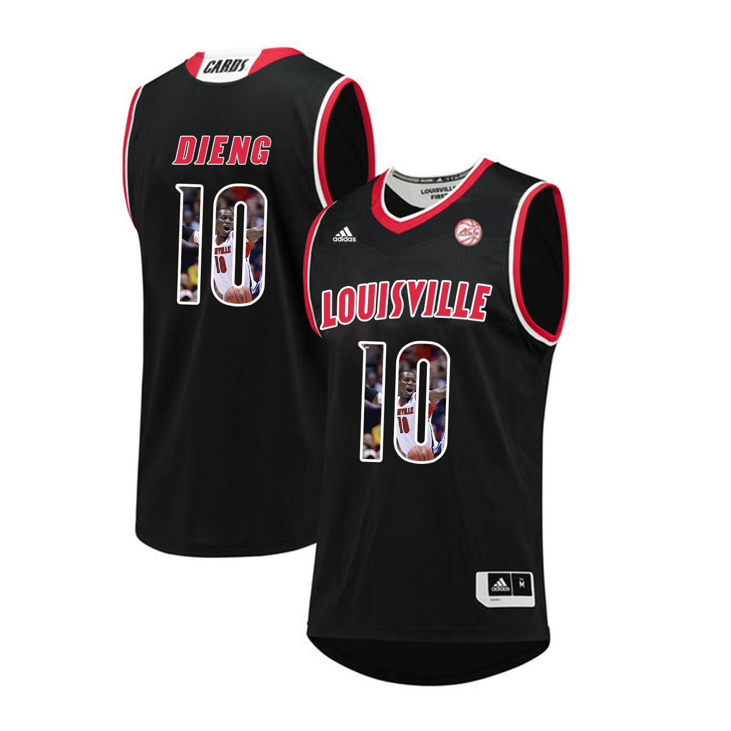 Louisville Cardinals 10 Gorgui Dieng Black With Portrait Print College Basketball Jersey