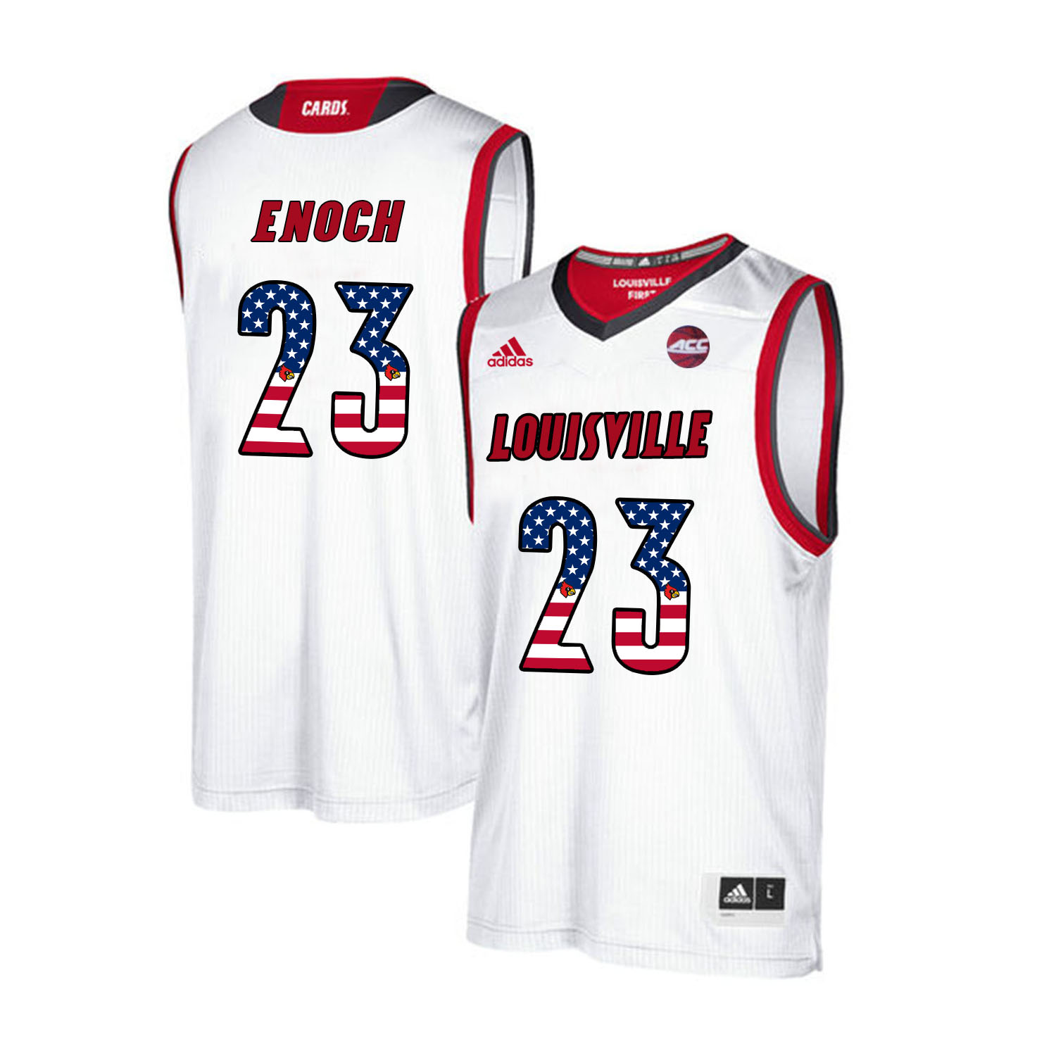 Louisville Cardinals 23 Steven Enoch White USA Flag College Basketball Jersey