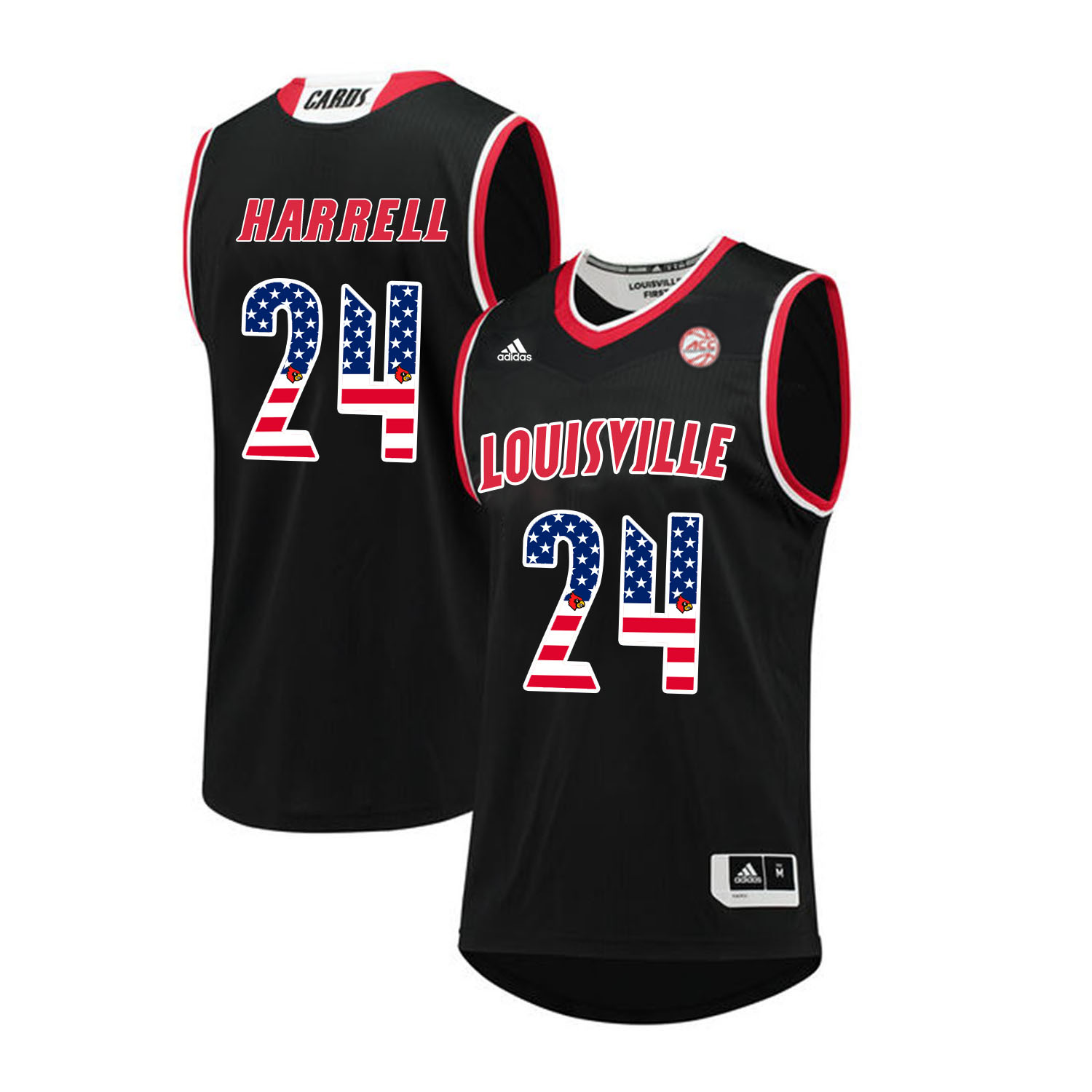 Louisville Cardinals 24 Montrezl Harrell Black USA Flag College Basketball Jersey