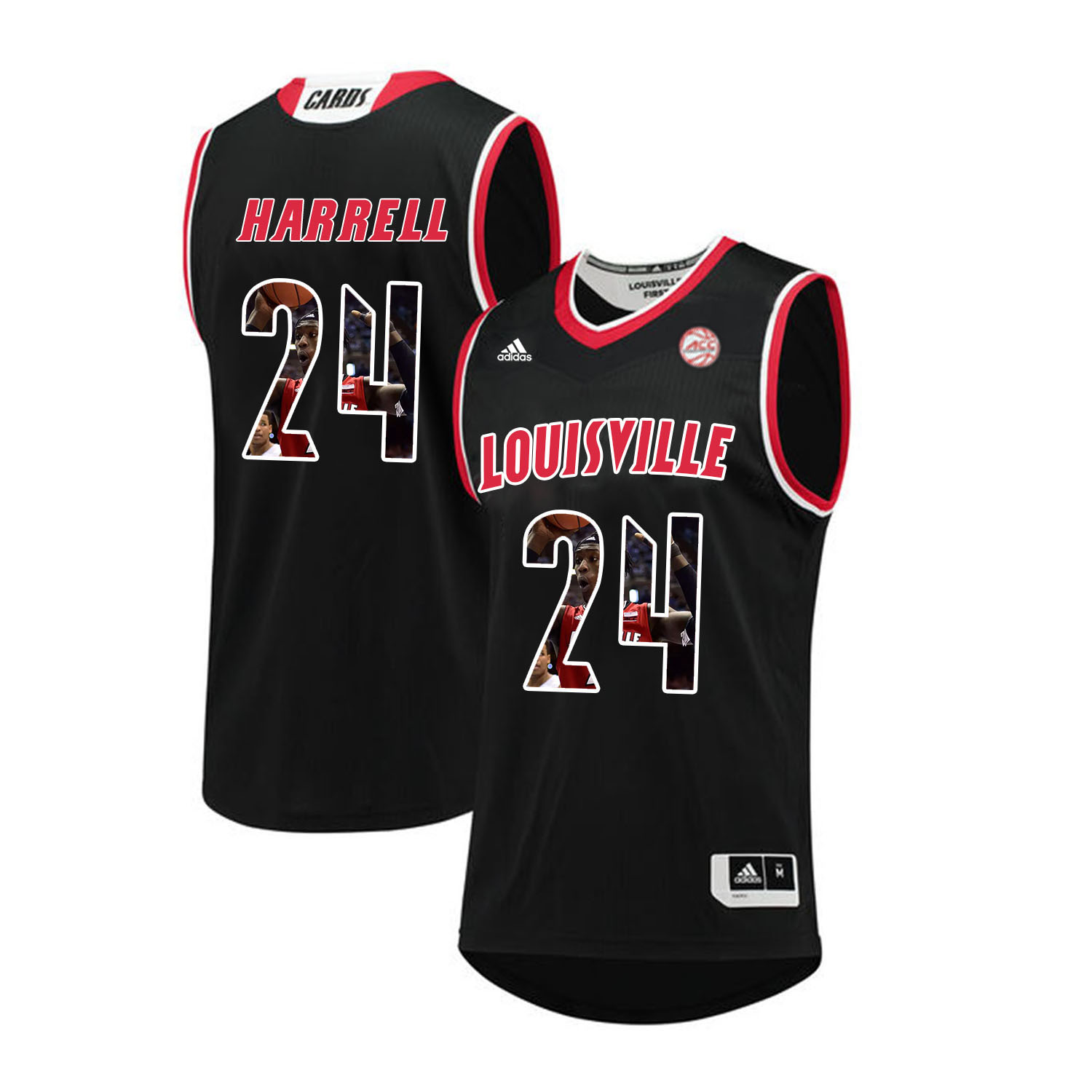 Louisville Cardinals 24 Montrezl Harrell Black With Portrait Print College Basketball Jersey