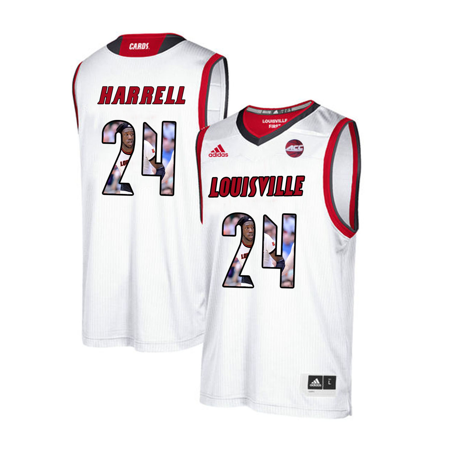 Louisville Cardinals 24 Montrezl Harrell White With Portrait Print College Basketball Jersey