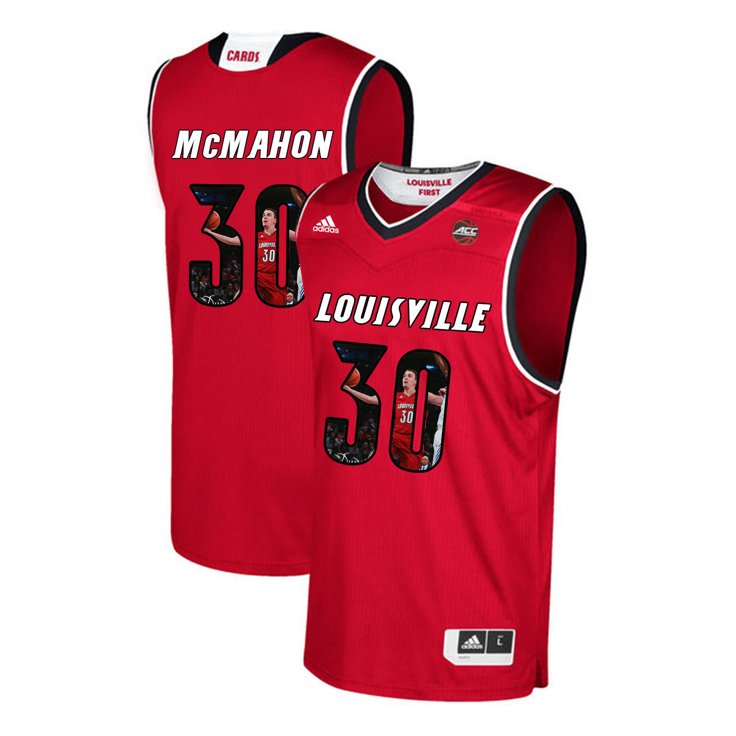 Louisville Cardinals 30 Ryan McMahon Red With Portrait Print College Basketball Jersey