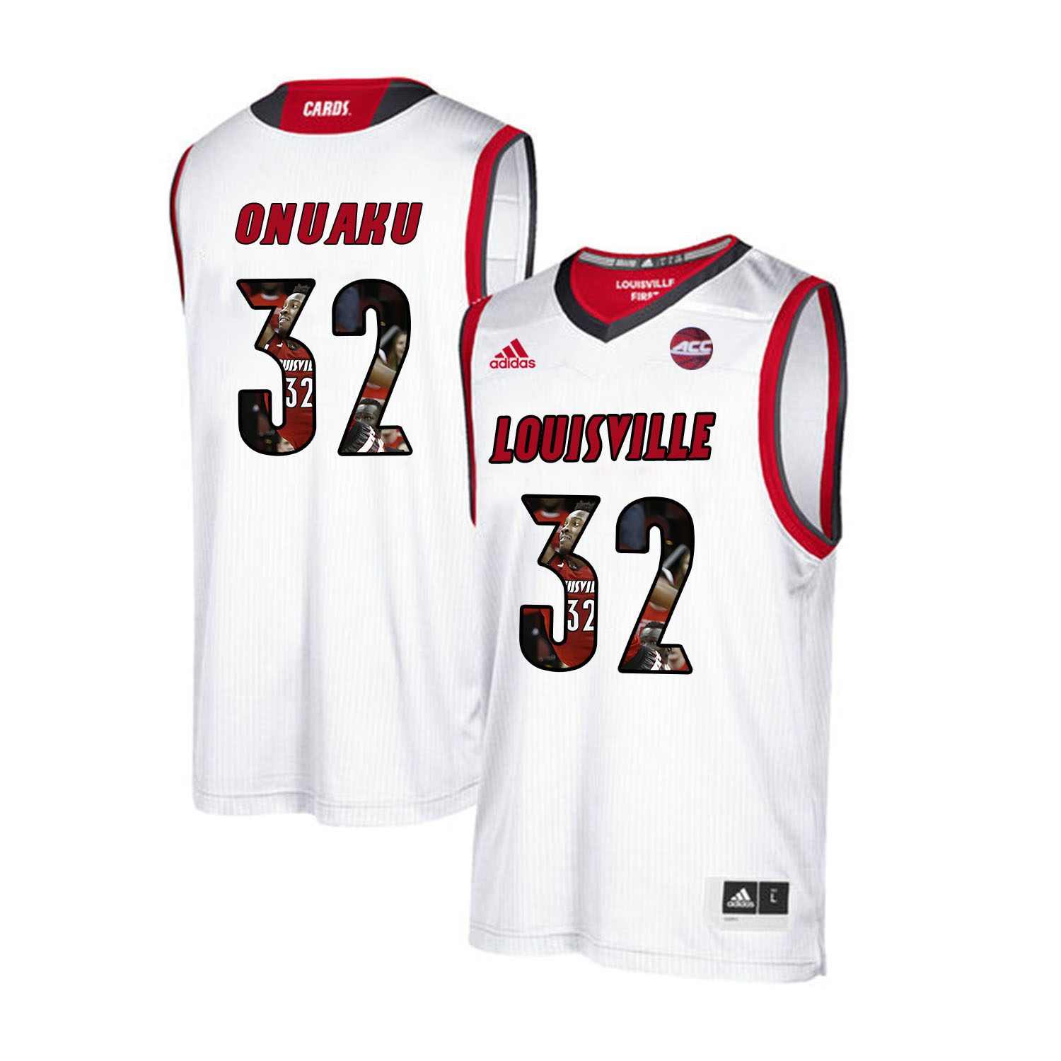 Louisville Cardinals 32 Chinanu Onuaku White With Portrait Print College Basketball Jersey