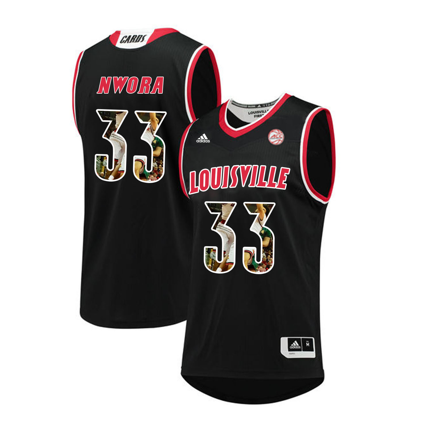 Louisville Cardinals 33 Jordan Nwora Black With Portrait Print College Basketball Jersey