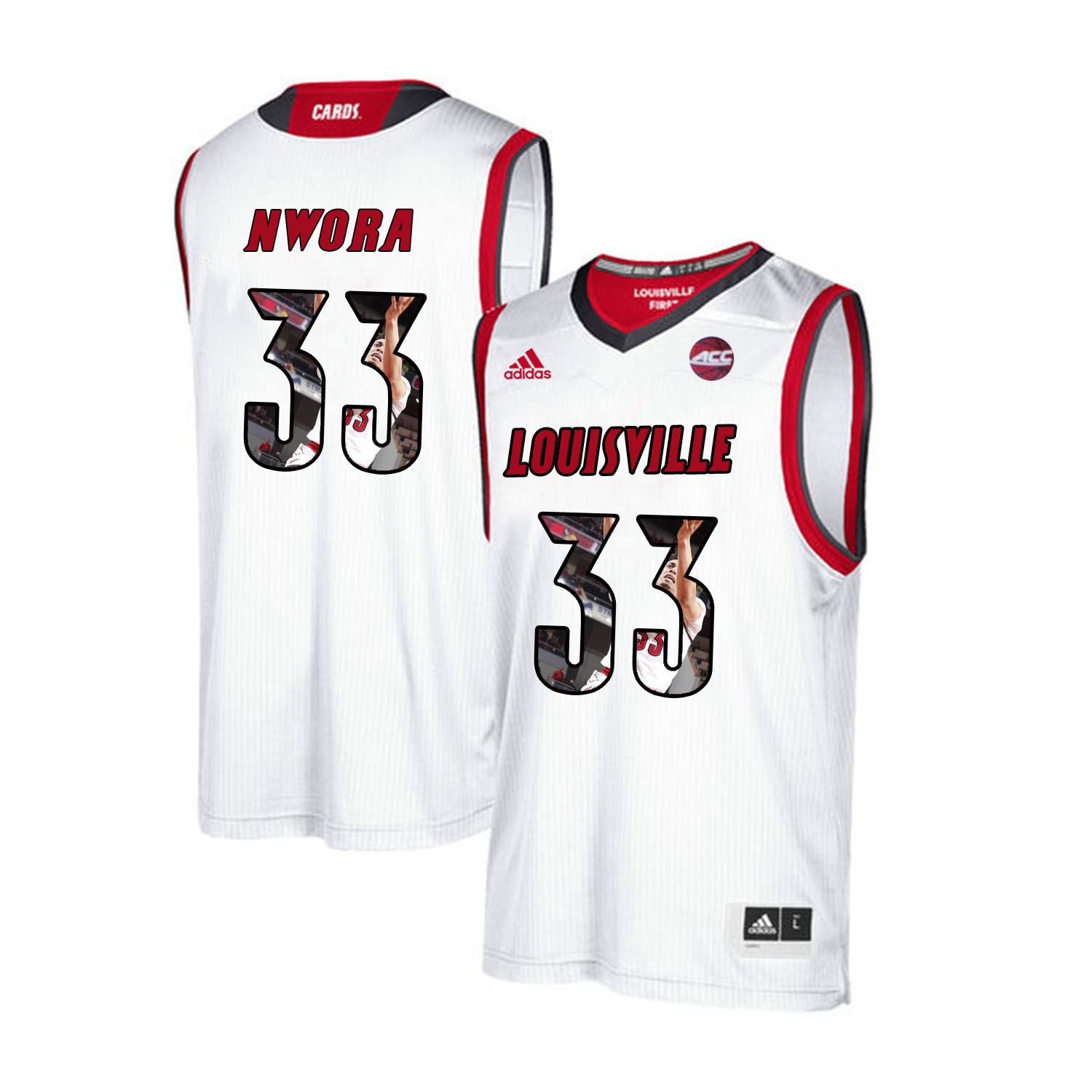 Louisville Cardinals 33 Jordan Nwora White With Portrait Print College Basketball Jersey