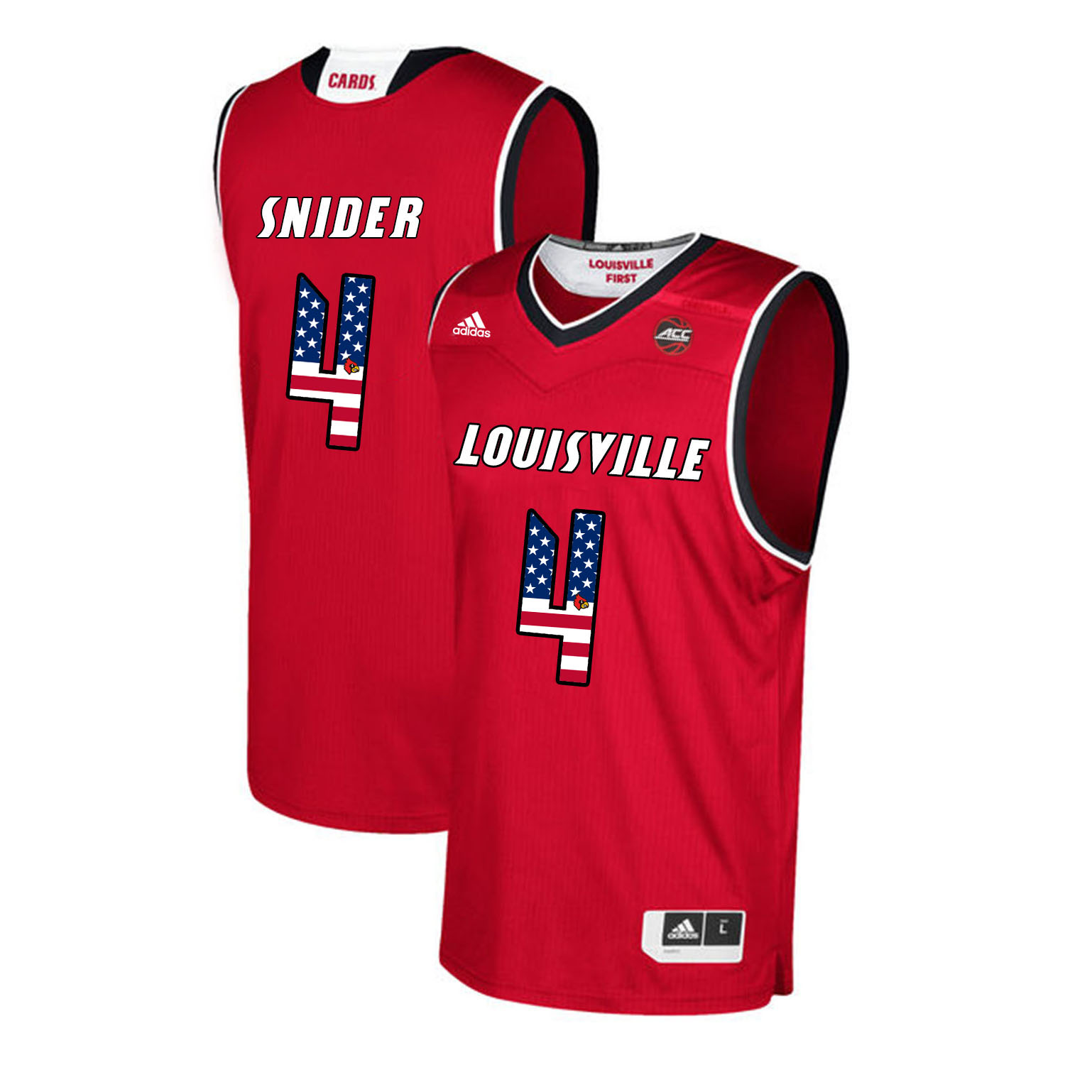 Louisville Cardinals 4 Quentin Snider Red USA Flag College Basketball Jersey