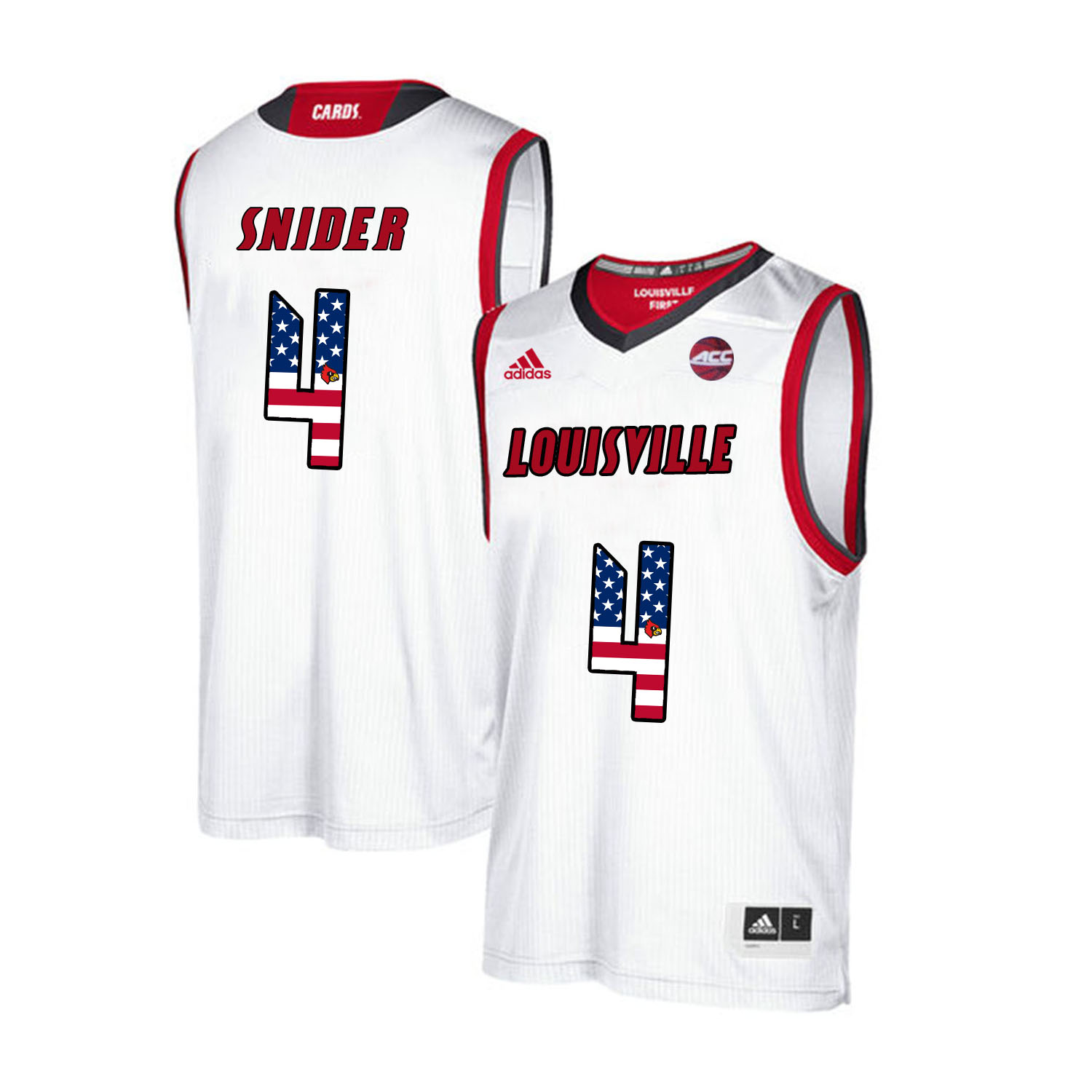 Louisville Cardinals 4 Quentin Snider White USA Flag College Basketball Jersey Louisville Cardinals 4 Quentin Snider White USA Flag College Basketball Jersey