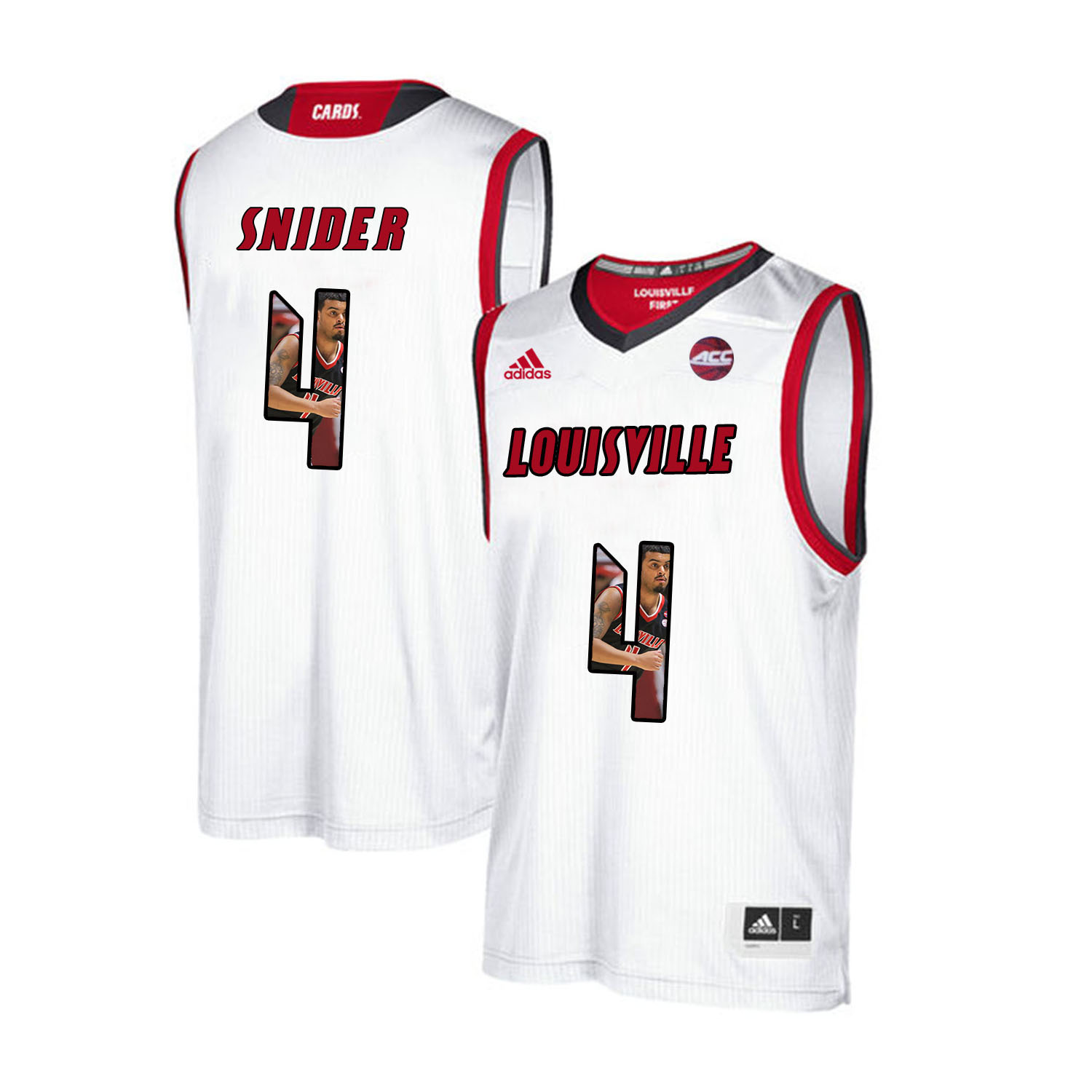 Louisville Cardinals 4 Quentin Snider White With Portrait Print College Basketball Jersey