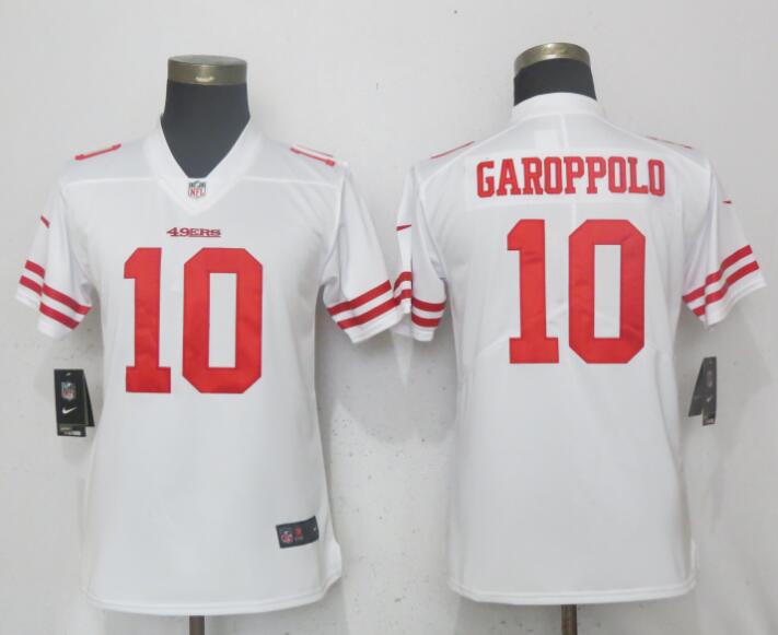 Nike 49ers 10 Jimmy Garoppolo White Women Vapor Untouchable Player Limited Jersey - Click Image to Close