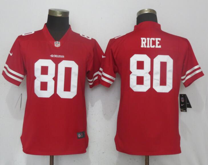 Nike 49ers 80 Jerry Rice Red Women Vapor Untouchable Player Limited Jersey