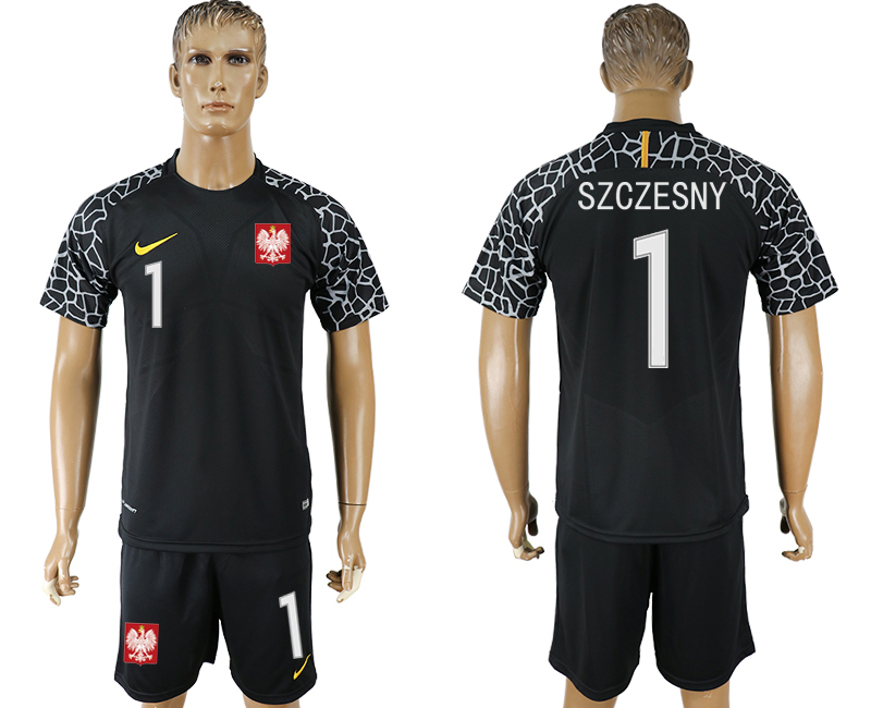 Poland 1 SZCZESNY Black Goalkeeper 2018 FIFA World Cup Soccer Jersey - Click Image to Close